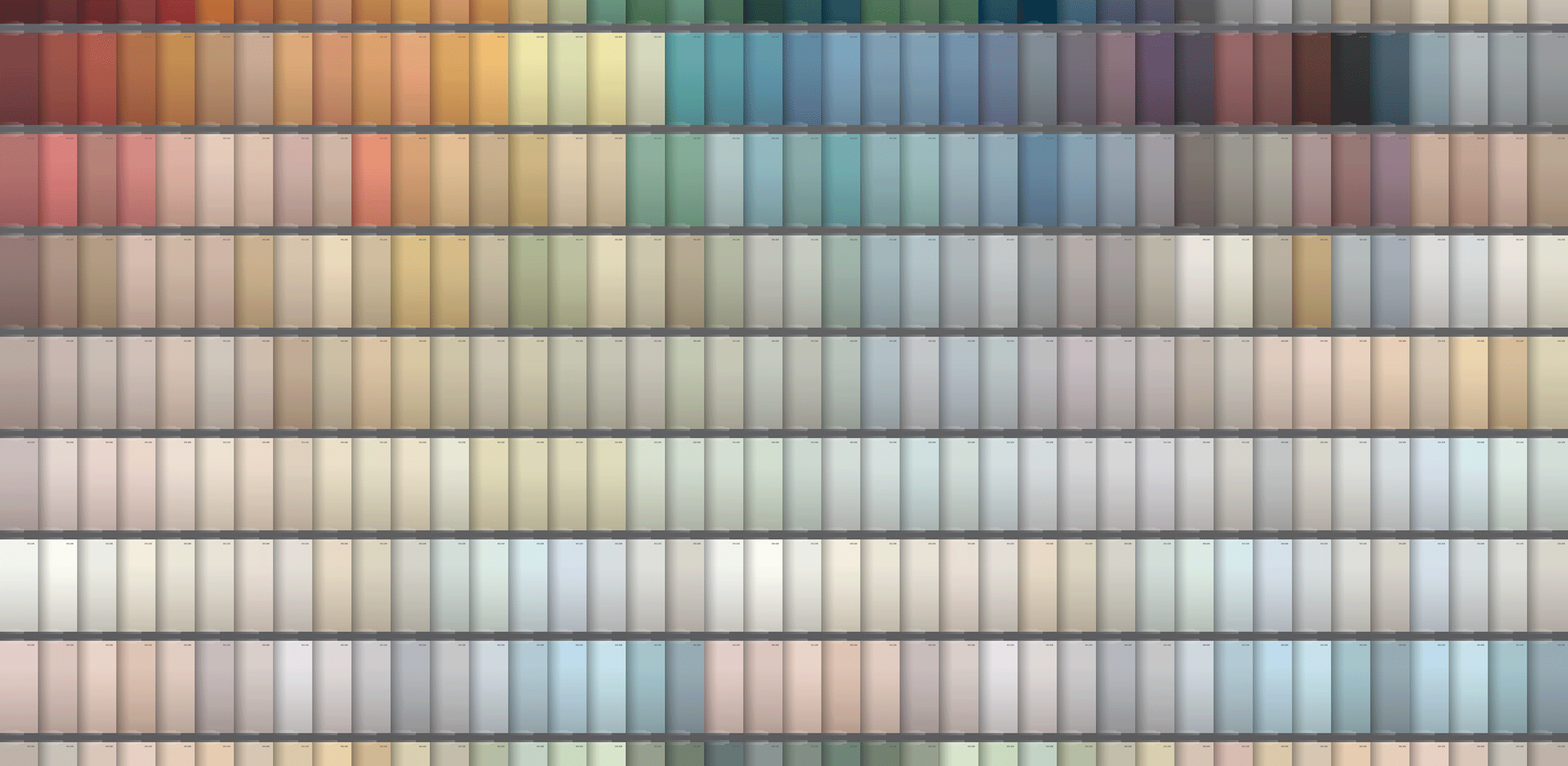Color wall of paint swatches