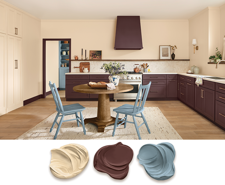 Kitchen with walls painted Melodious Ivory.