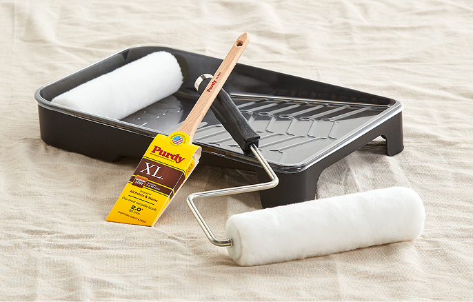 Purdy paint tools, roller, paint tray and brush