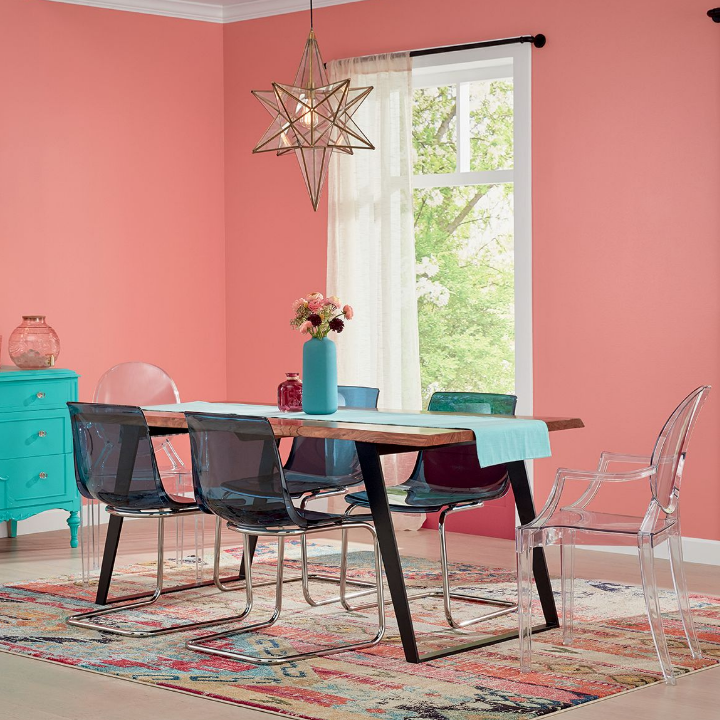 dining room with modern chairs