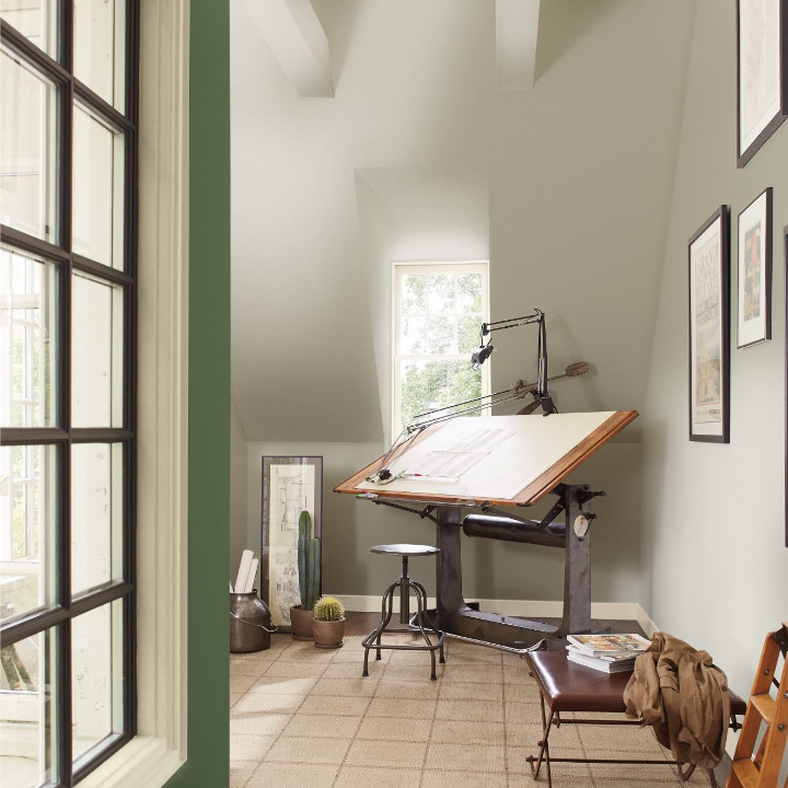 office with large drafting table and chair