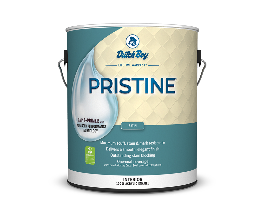  Can of Dutch Boy Pristine interior paint in satin sheen.