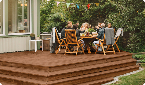 deck stained with Dutch Boy and people sitting