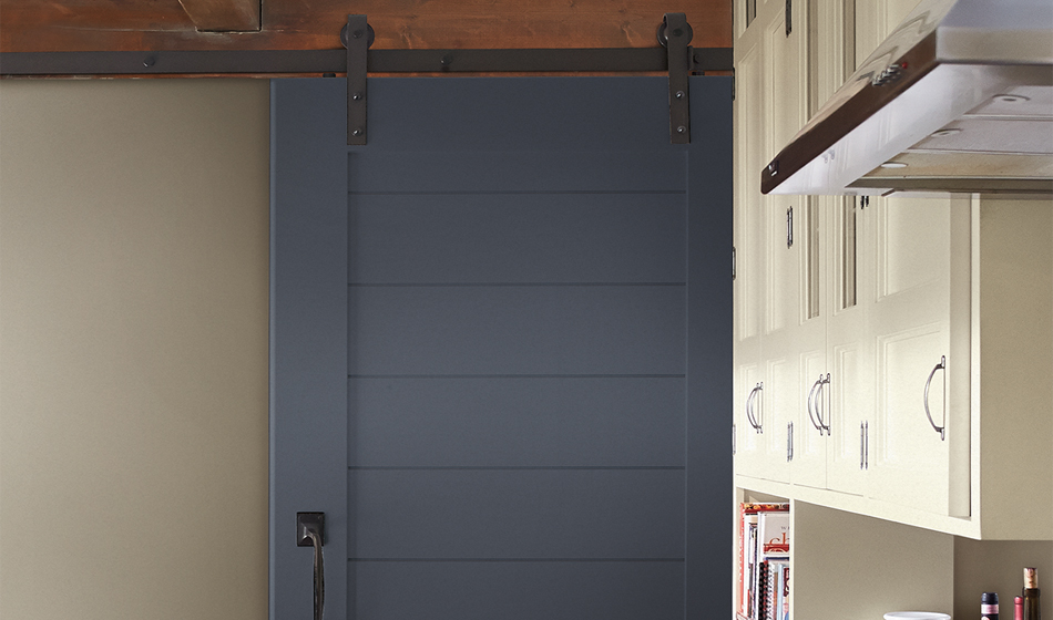 Cabinets and door painted with Dutch Boy paint