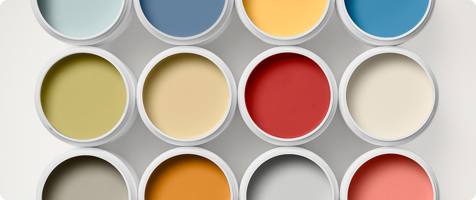 cans of Dutch Boy paint in different colors