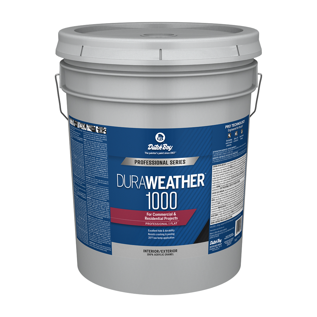 Five-gallon pail of Dutch Boy Professional Series DuraWeather™ 1000 exterior paint.