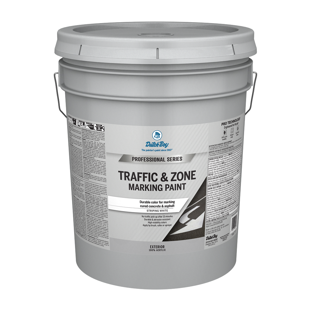 Five-gallon pail of Dutch Boy Professional Series Traffic & Zone Marking Paint.